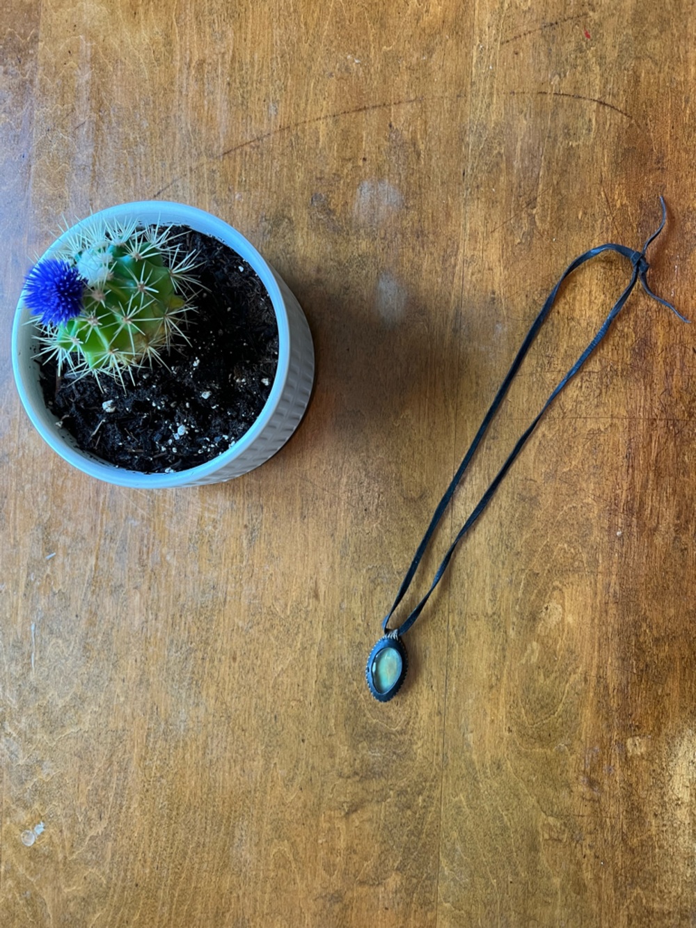Blown Glass Pendant Necklace on Leather Cord